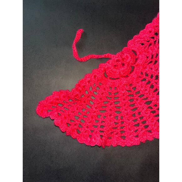 Hand Crochet Hot Pink Rose Vest Small Neon Boho tank top - Picture 10 of 16